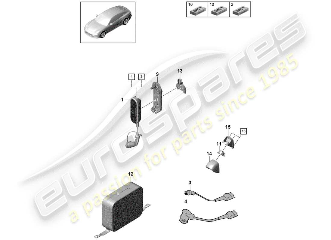 porsche panamera 971 (2018) charging cable part diagram