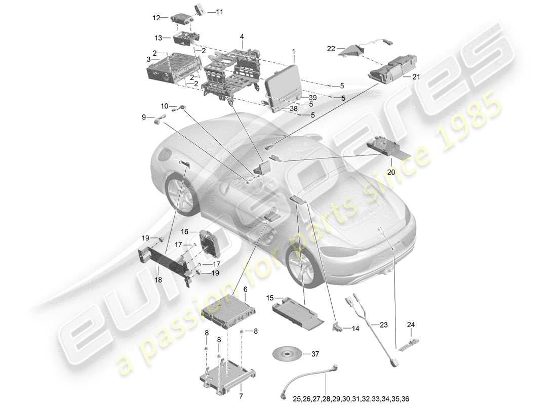 porsche 718 cayman (2019) operating unit part diagram