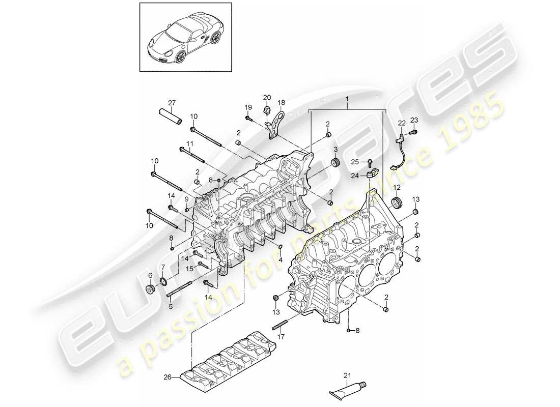 porsche cayman 987 (2010) crankcase part diagram