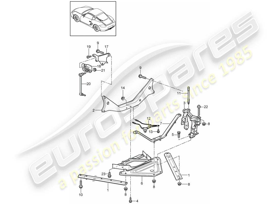 porsche cayman 987 (2010) rear axle part diagram