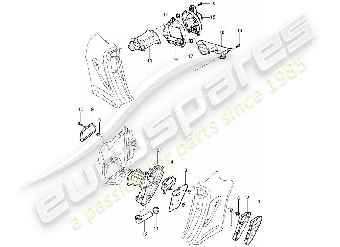 porsche boxster 987 (2005) ventilation part diagram