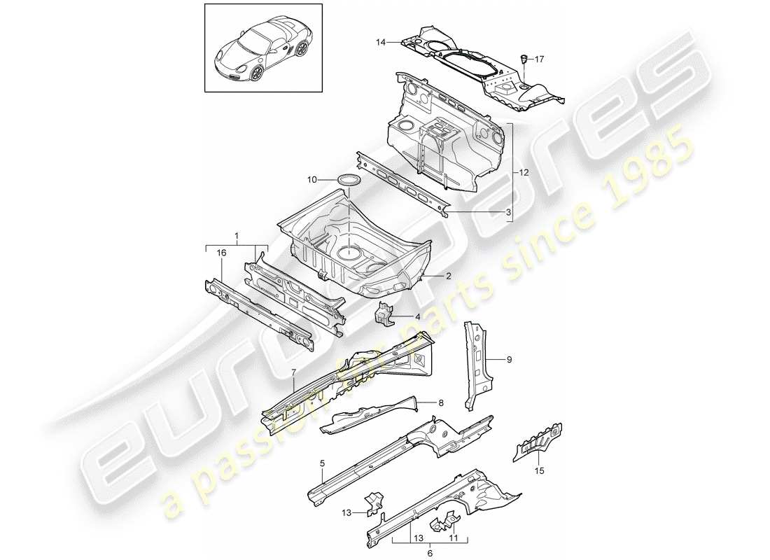 porsche boxster 987 (2012) front end part diagram