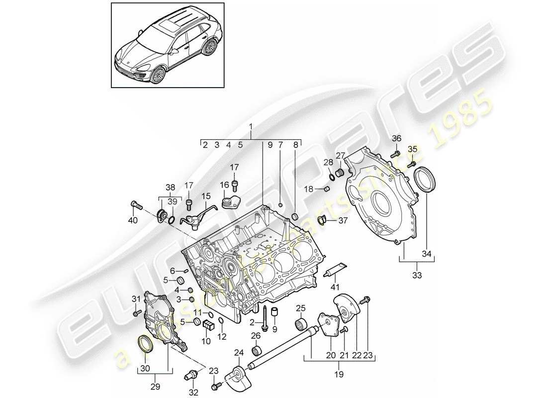 porsche cayenne e2 (2016) crankcase part diagram