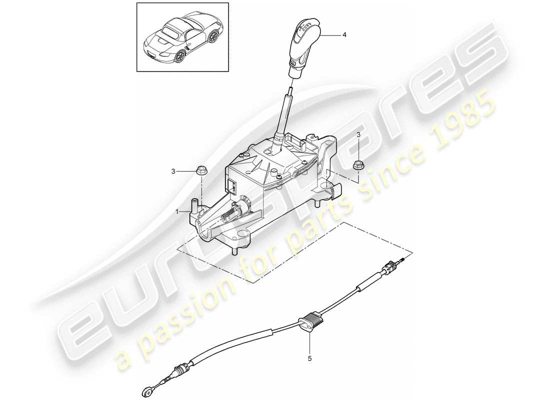 porsche boxster 987 (2010) selector lever part diagram