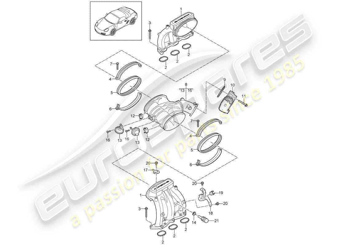 porsche boxster 987 (2010) intake air distributor part diagram