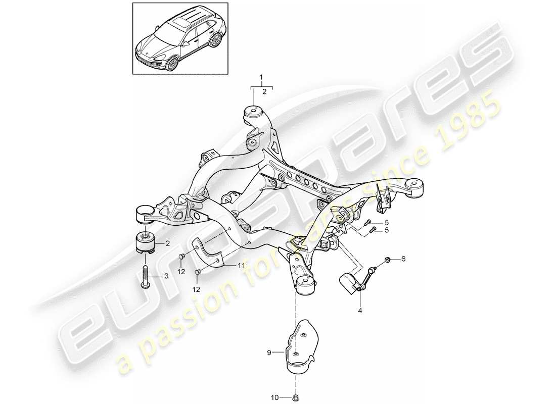 porsche cayenne e2 (2017) rear axle part diagram