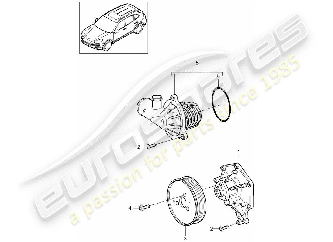 porsche cayenne e2 (2017) water pump part diagram