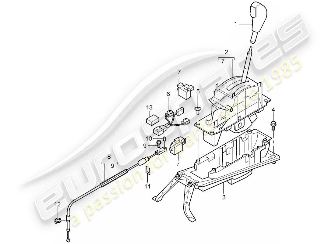 porsche cayenne (2006) selector lever part diagram