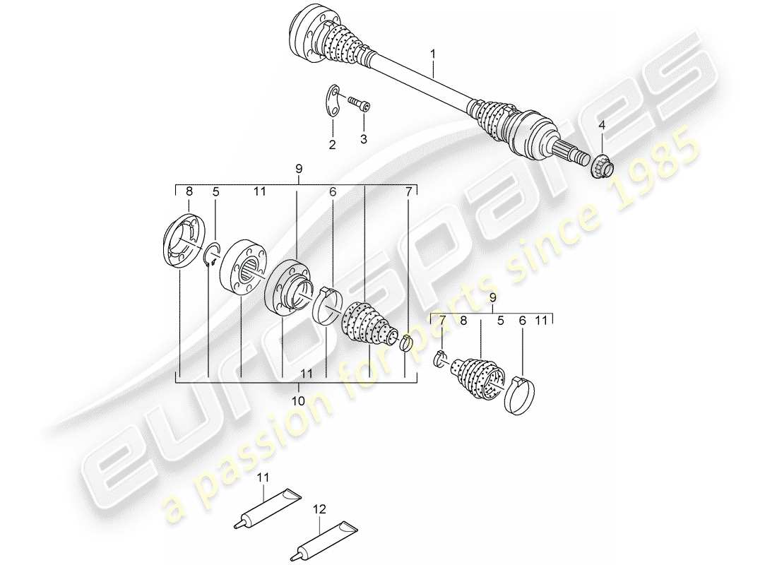 porsche cayenne (2008) drive shaft part diagram