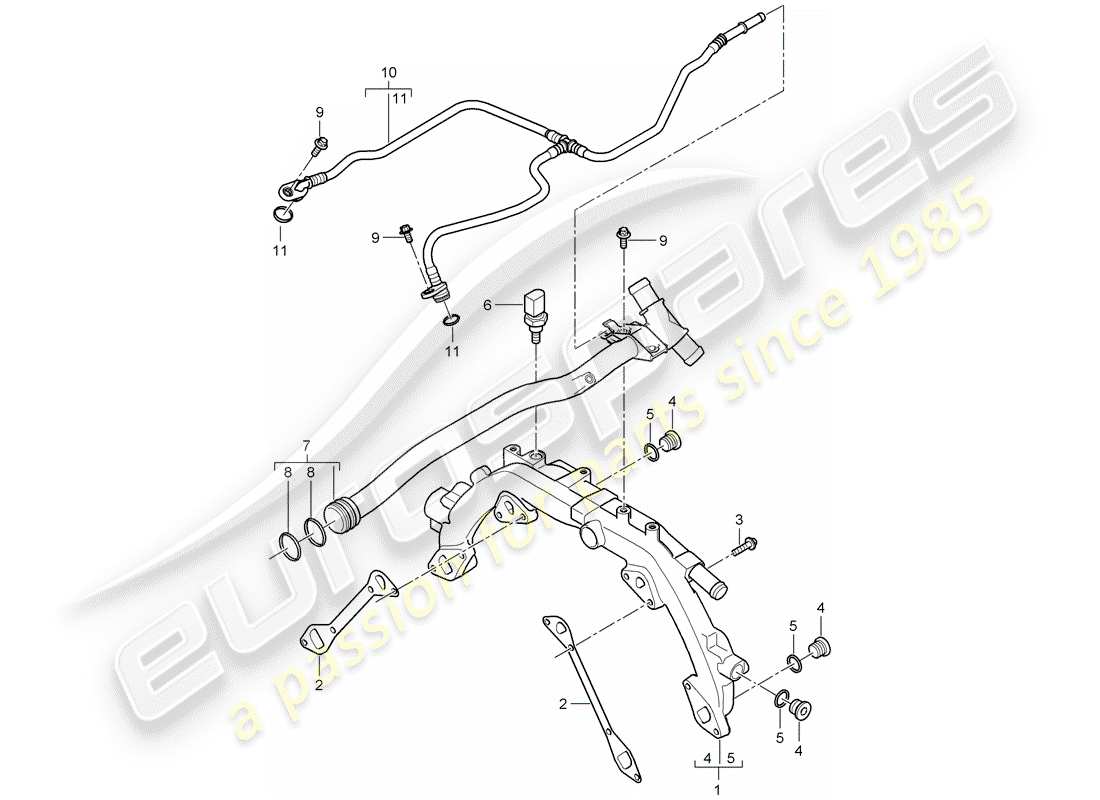 porsche cayenne (2008) water cooling 1 part diagram