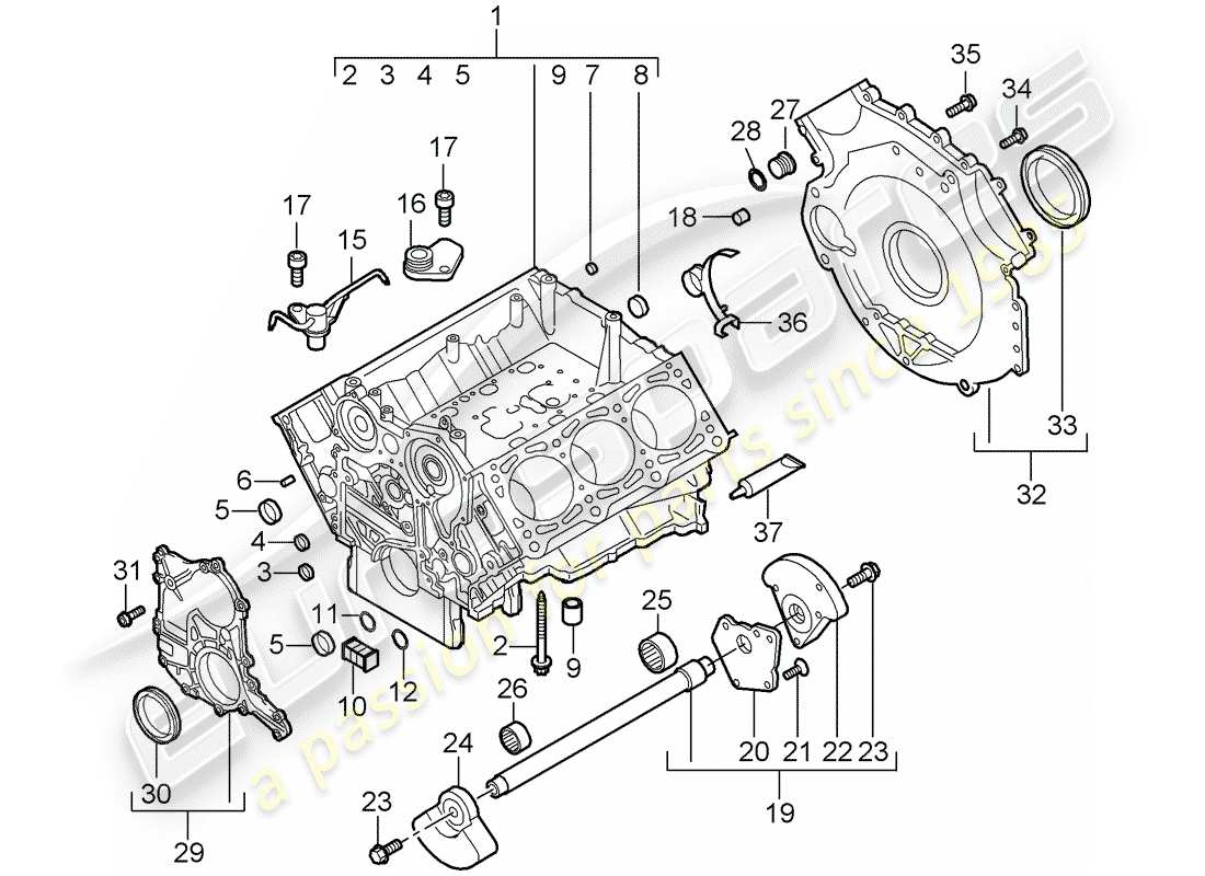 porsche cayenne (2008) crankcase part diagram