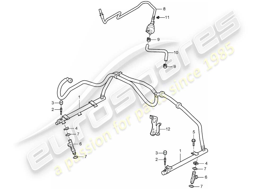 porsche boxster 987 (2005) fuel collection pipe part diagram