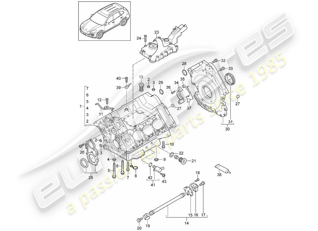 porsche cayenne e2 (2016) crankcase part diagram