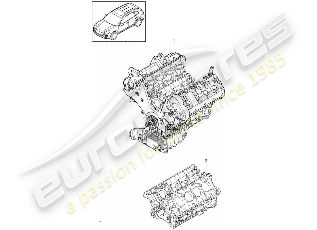 porsche cayenne e2 (2016) long block part diagram