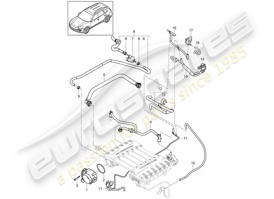 porsche cayenne e2 (2016) throttle body part diagram