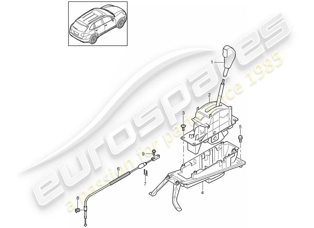 porsche cayenne e2 (2016) selector lever part diagram