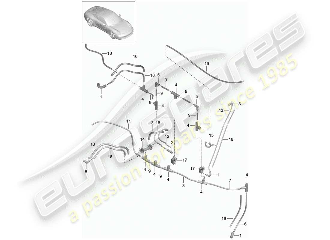 porsche 991 (2012) vacuum system part diagram