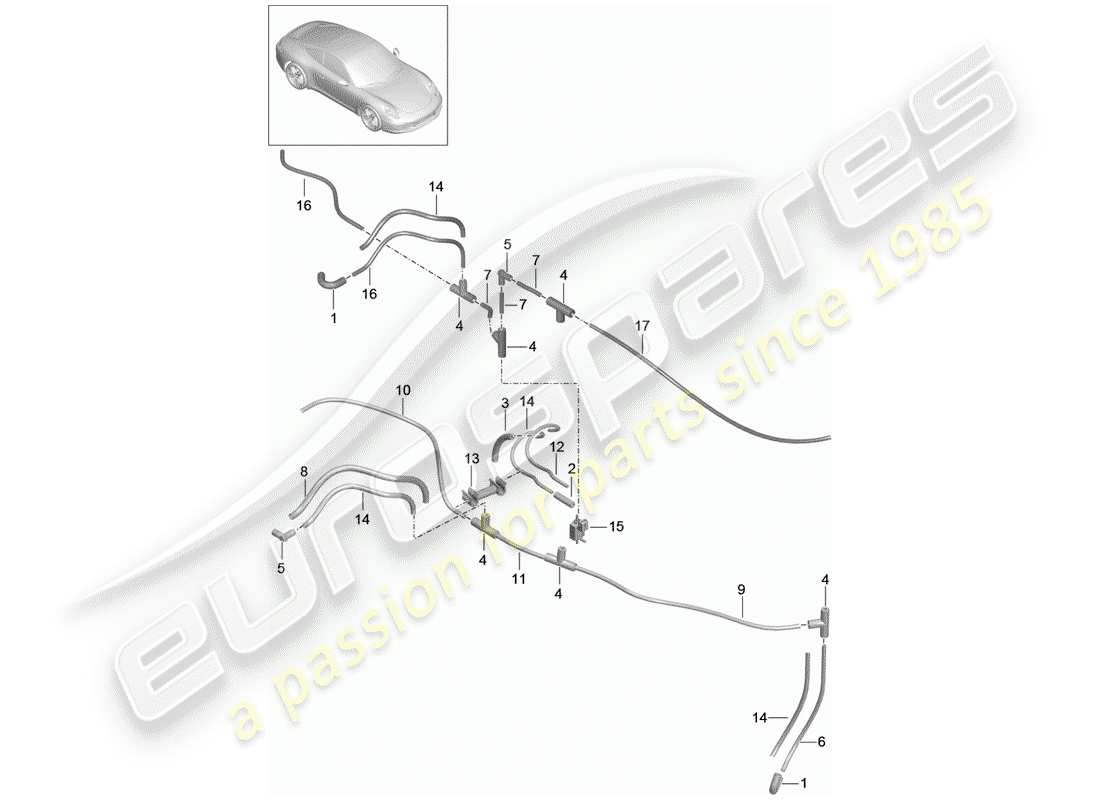 porsche 991 (2014) vacuum system part diagram