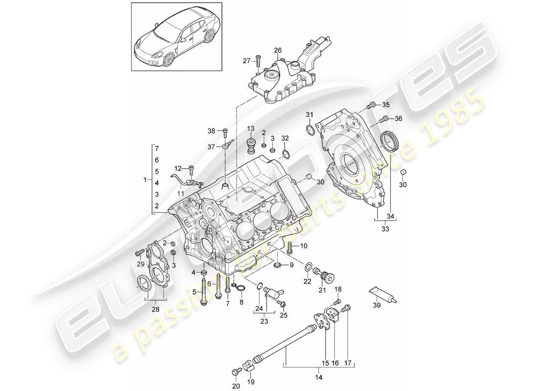 porsche panamera 970 (2010) crankcase part diagram