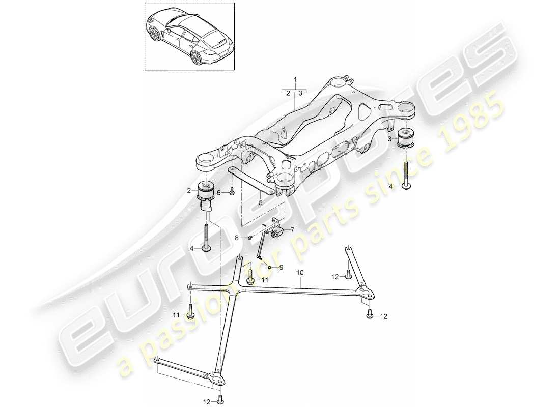 porsche panamera 970 (2010) rear axle part diagram