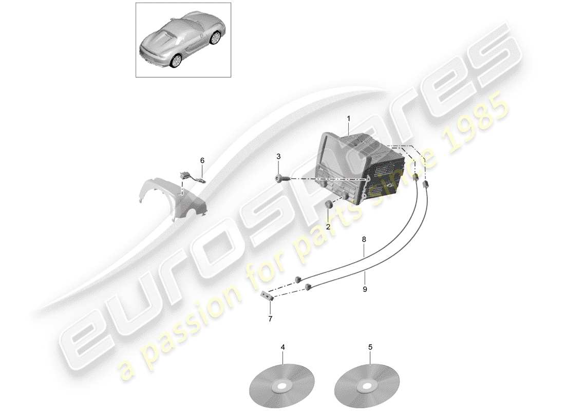 porsche boxster spyder (2016) operating unit part diagram