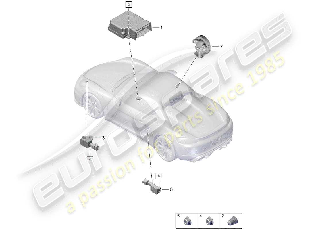 porsche boxster spyder (2020) air bag control module part diagram