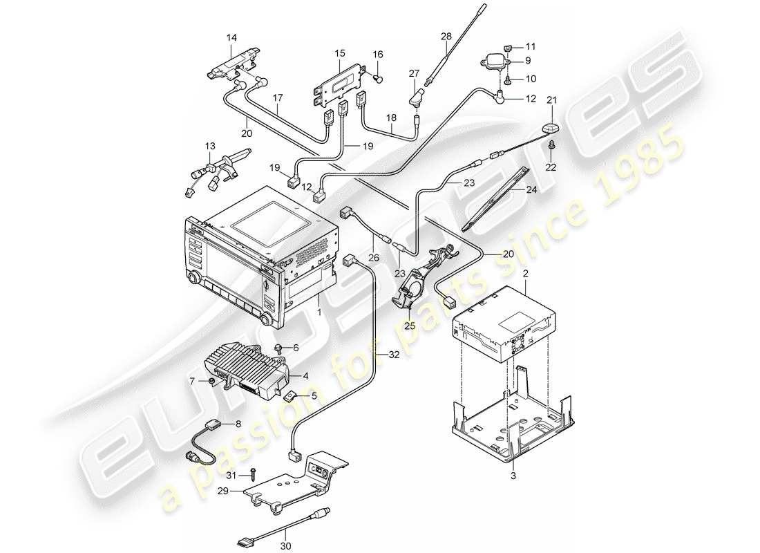 porsche boxster 987 (2010) operating unit part diagram