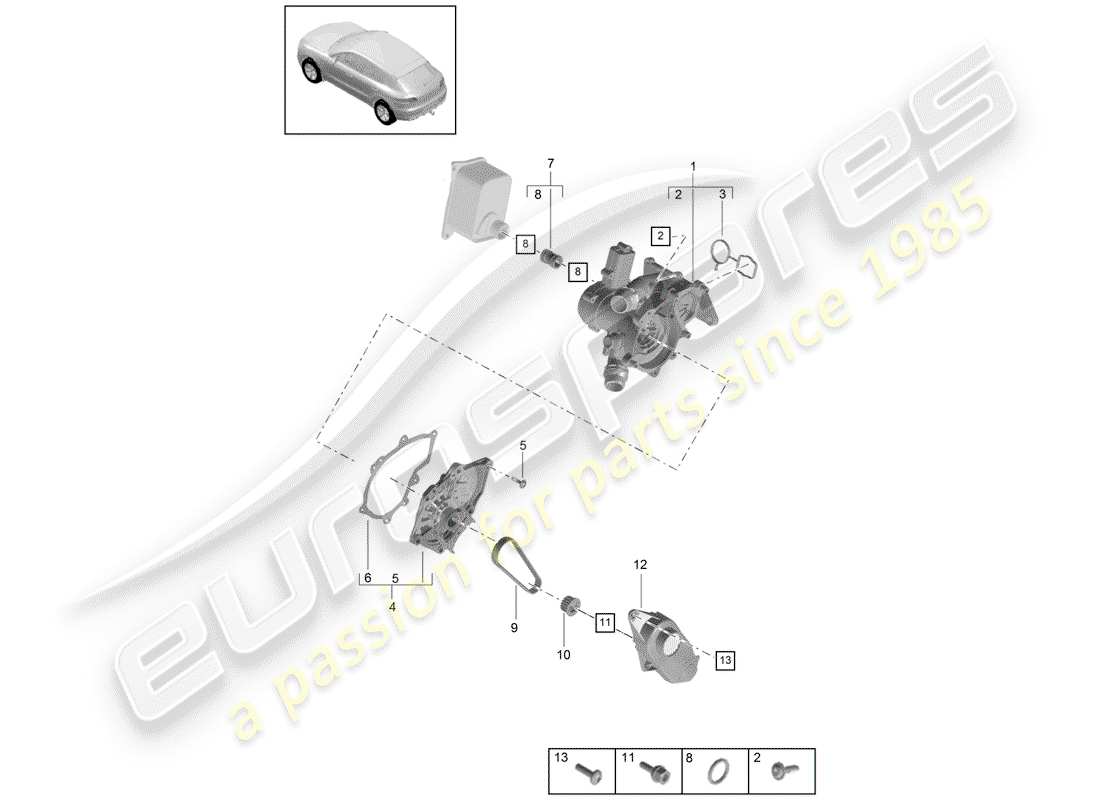 porsche macan (2018) thermostat part diagram