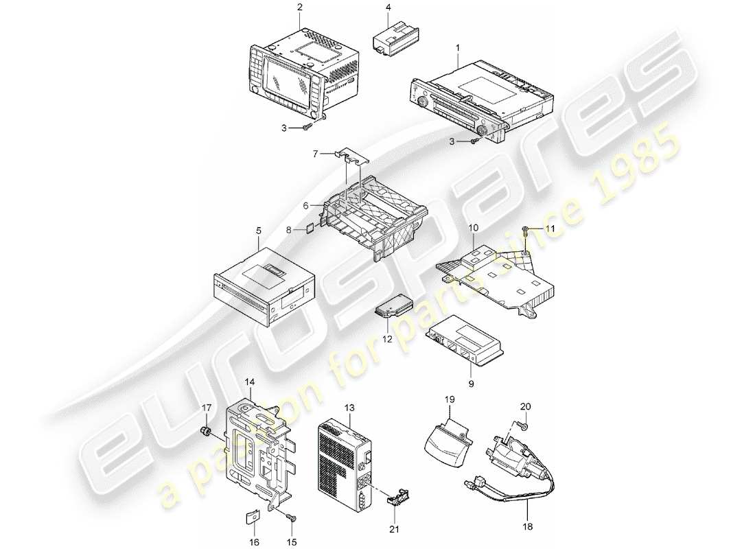 porsche cayenne (2006) radio unit part diagram