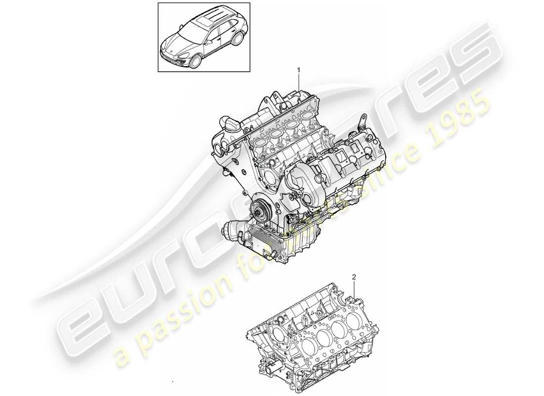 porsche cayenne (2010) long block part diagram