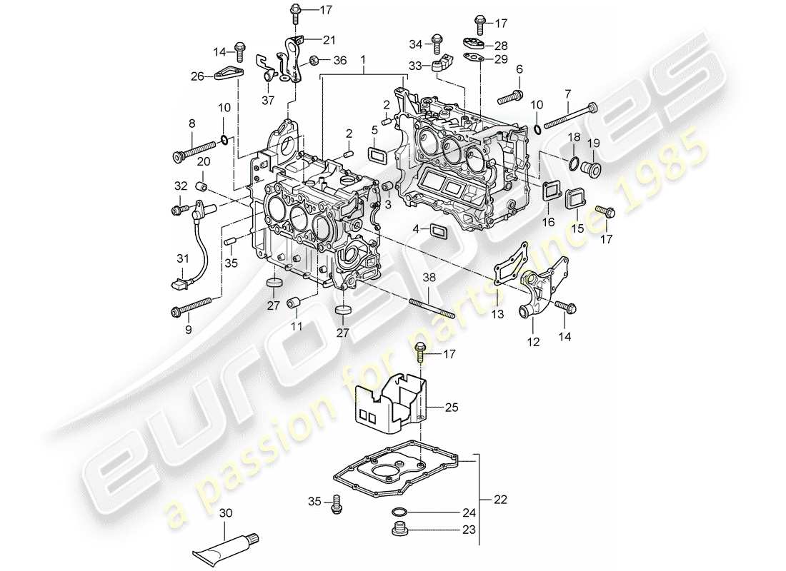 porsche cayman 987 (2008) crankcase part diagram