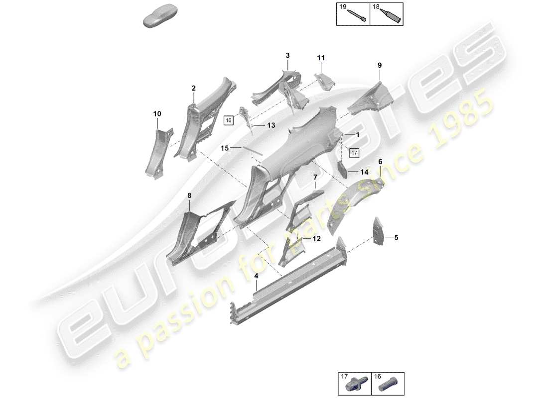 porsche boxster spyder (2020) side panel part diagram