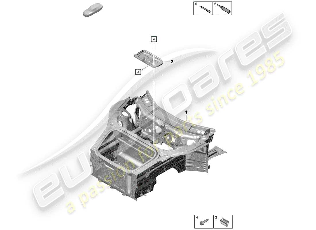 porsche boxster spyder (2020) front end part diagram