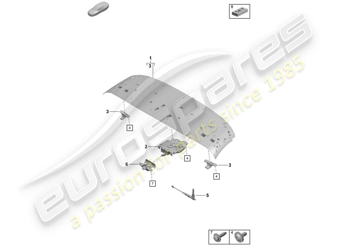 porsche boxster spyder (2019) top frame part diagram