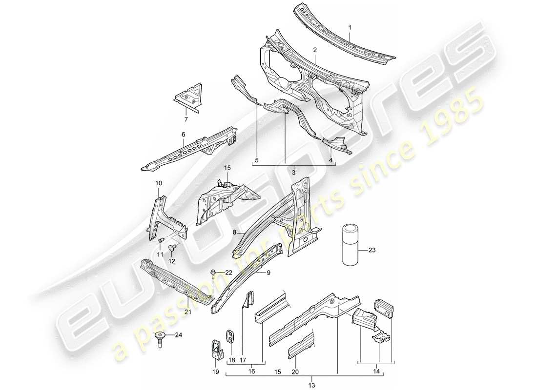 porsche cayenne (2006) front end part diagram