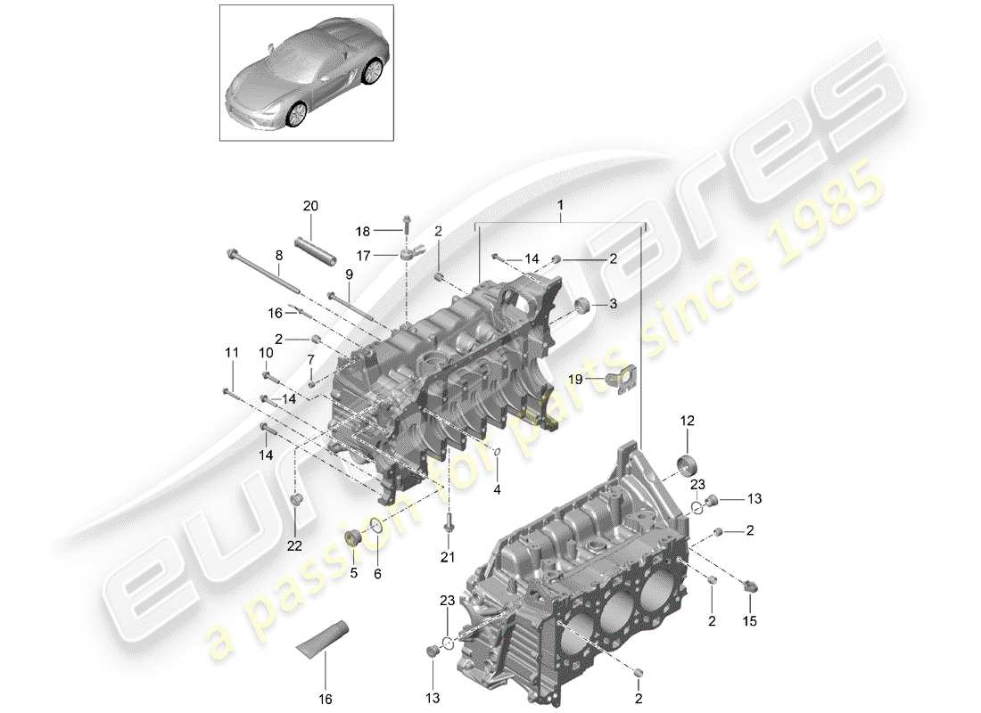 porsche boxster spyder (2016) crankcase part diagram