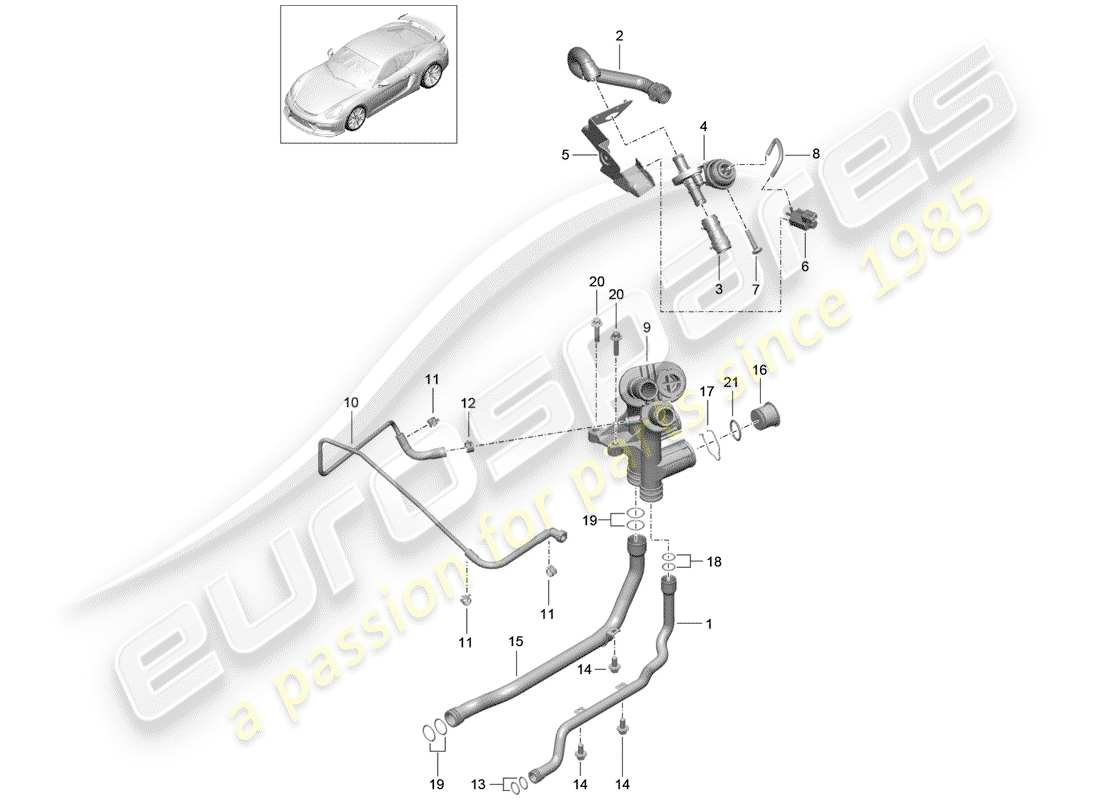 porsche cayman gt4 (2016) connection part diagram