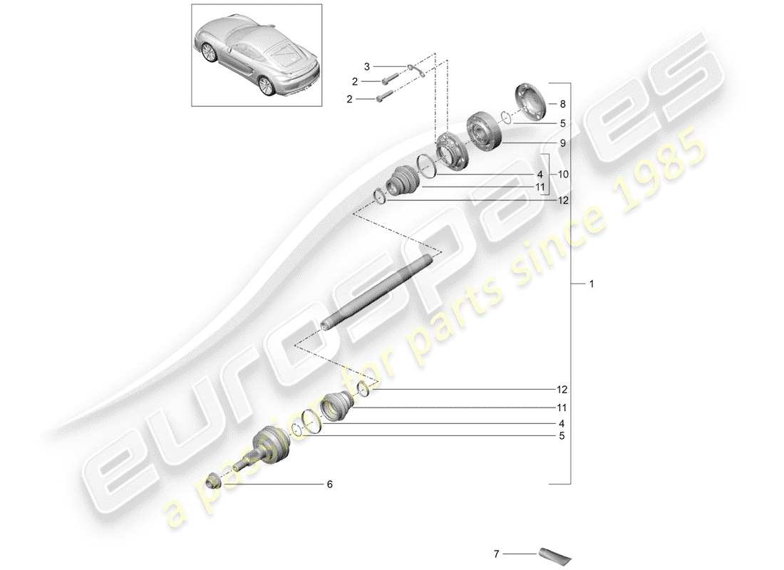 porsche cayman gt4 (2016) drive shaft part diagram