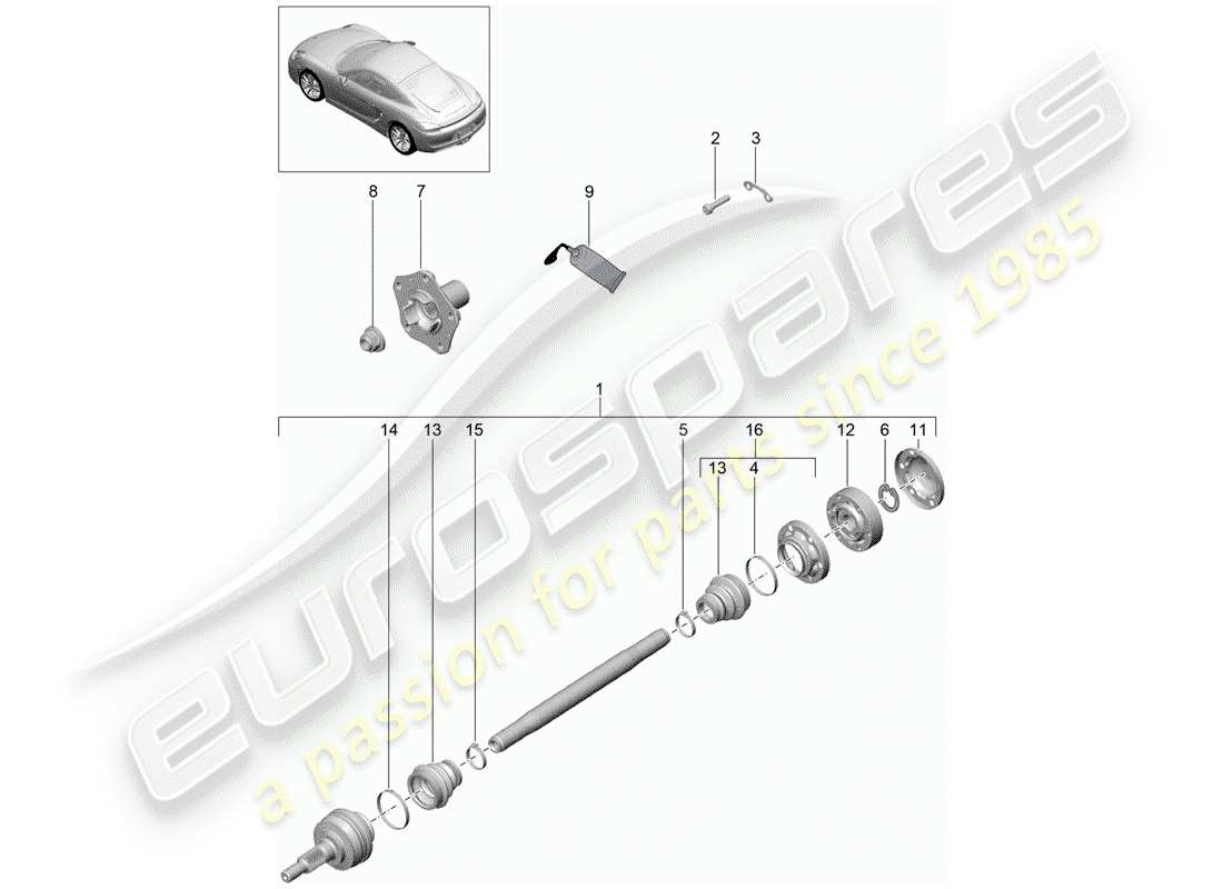 porsche cayman 981 (2014) drive shaft part diagram