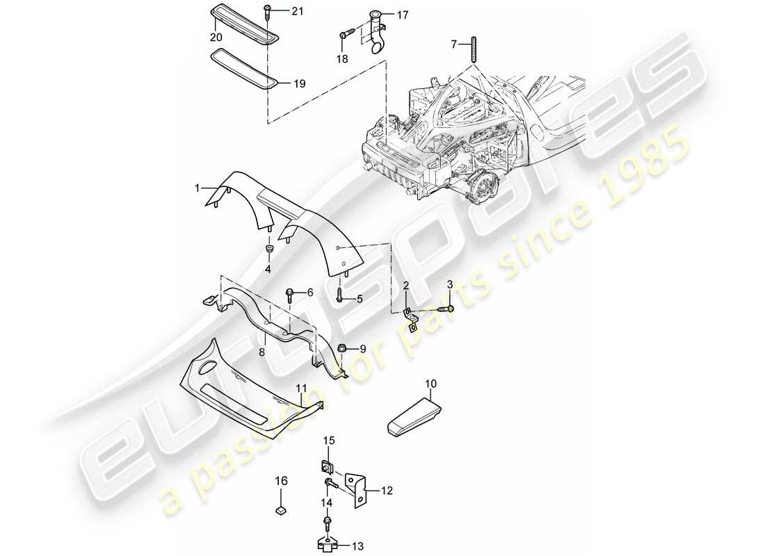 porsche carrera gt (2006) rear end - accessories part diagram