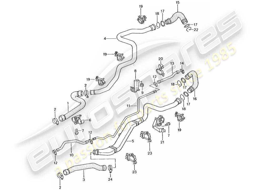 porsche 996 t/gt2 (2002) water cooling 1 part diagram