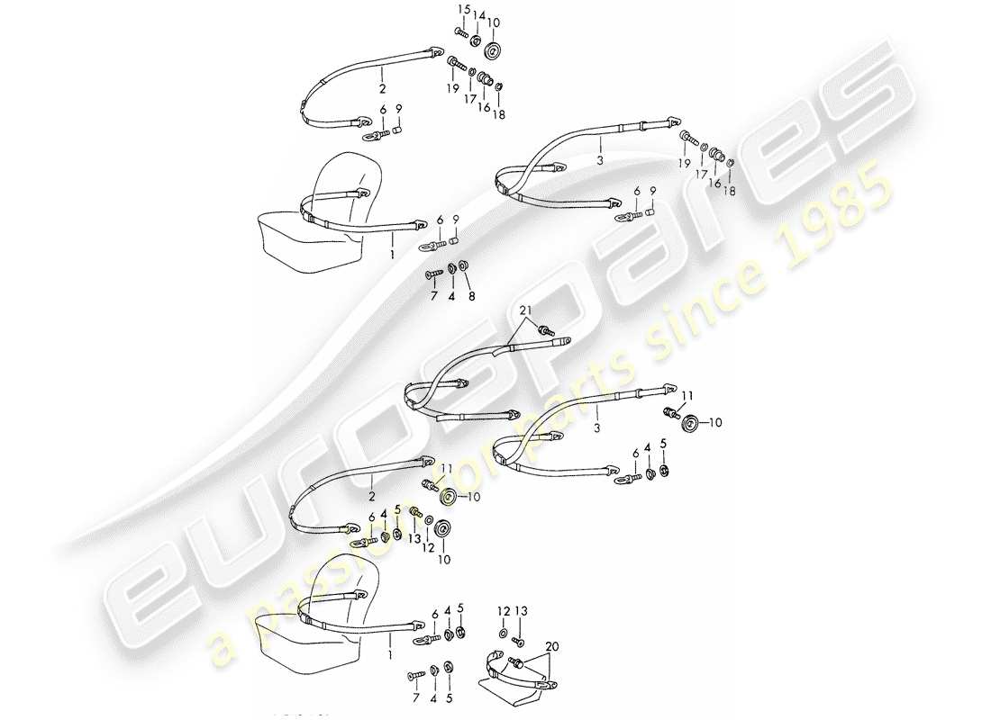 porsche 911/912 (1968) seat belt - d >> - mj 1968 part diagram