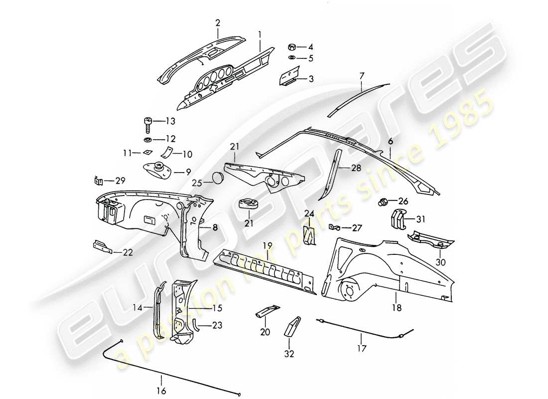 porsche 911/912 (1968) interior panelling - to fit use workshop material part diagram