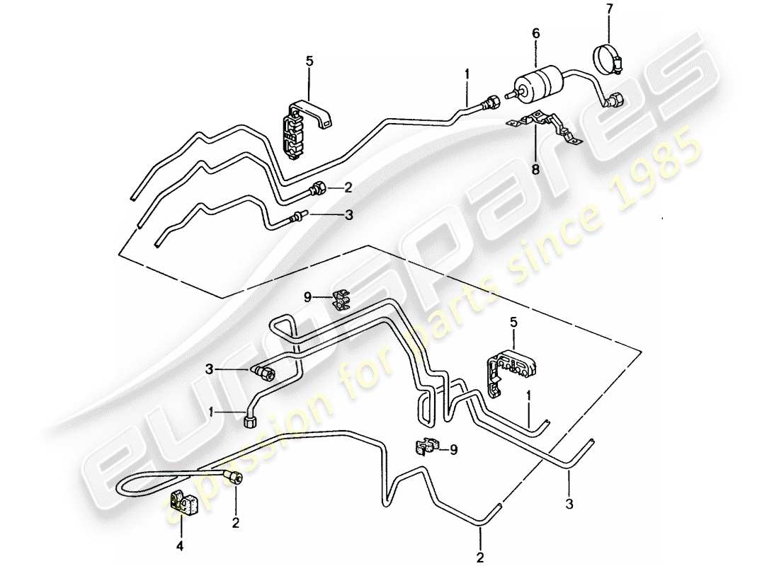 porsche 996 (2001) fuel line - fuel supply system part diagram