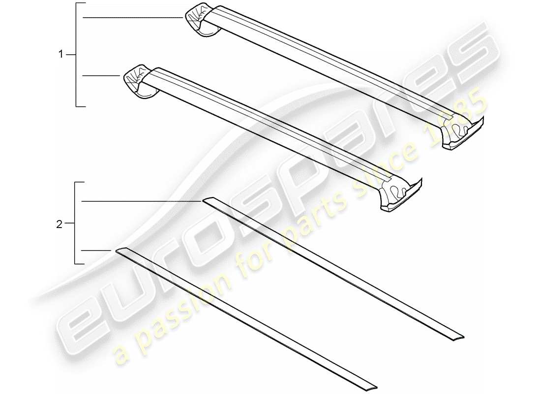 porsche tequipment cayenne (2020) roof luggage rack part diagram