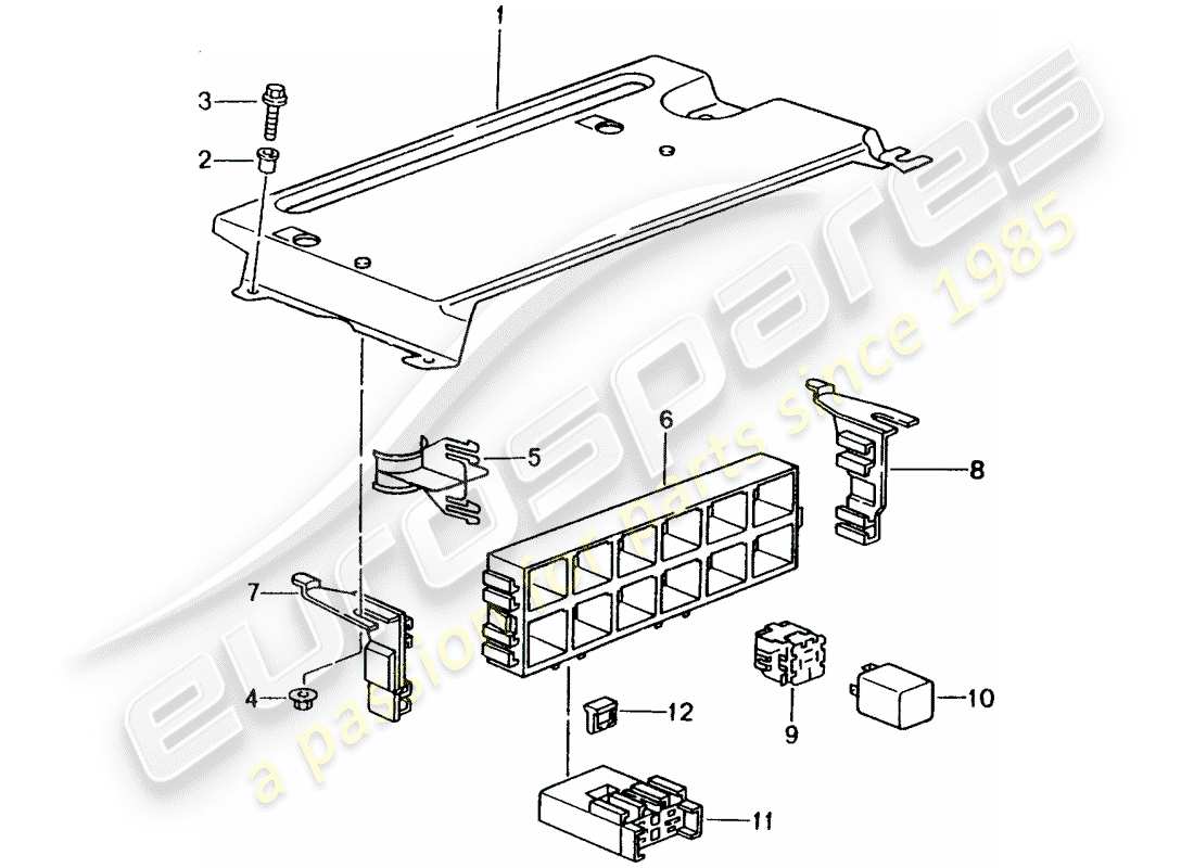 porsche 996 (2004) fuse box/relay plate - rear end part diagram