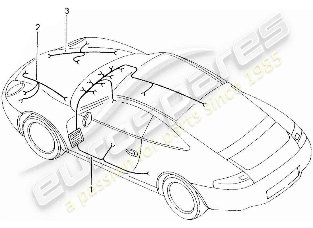 porsche 996 (2004) wiring harnesses - passenger compartment - glove box - front end - repair kit - anti-locking brake syst. -abs- - brake pad wear indicator - front axle part diagram