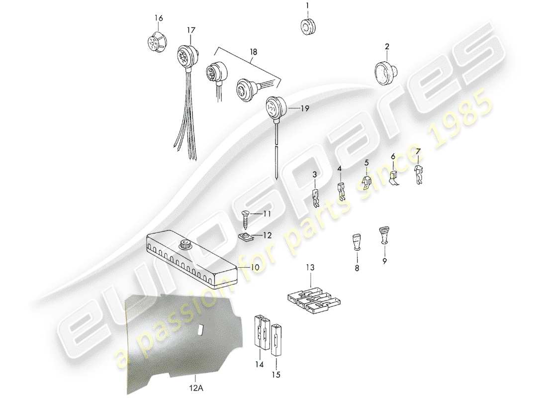 porsche 911/912 (1969) grommets - connector part diagram