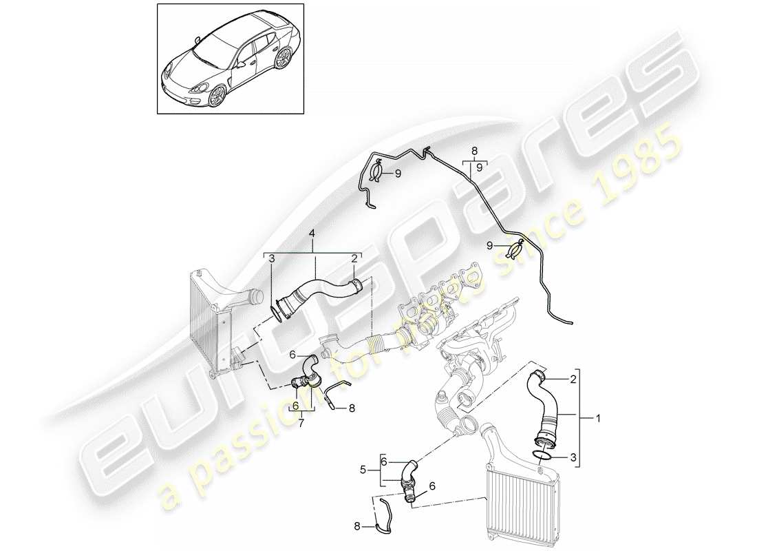 porsche panamera 970 (2010) pressure pipe part diagram