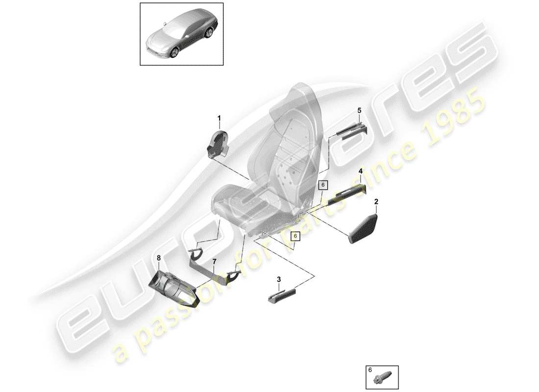 porsche panamera 971 (2019) seat part diagram